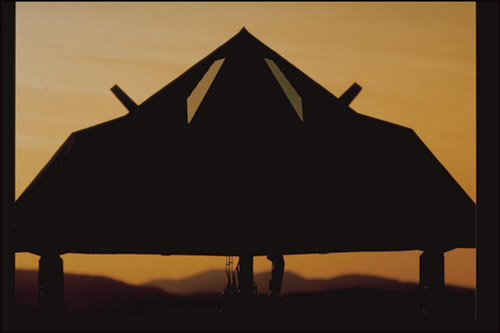 Developed for the Air Force, the F-117A Stealth Fighter is the first operational aircraft to exploit low-observable stealth technology. It is designed to penetrate dense threat environments at night and attack high-value targets with pinpoint accuracy. (Source: Lockheed Martin)