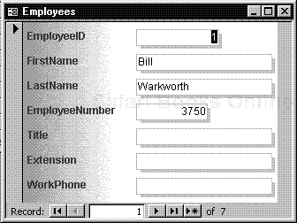 A columnar form for entering data.