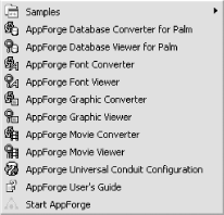 Windows AppForge menu