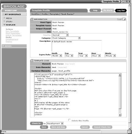 A book review template profile