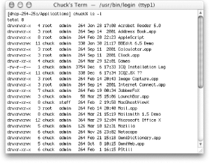 Listing a directory’s contents using ls -l