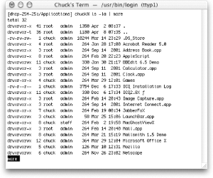 Listing a directory’s contents with some assistance from the more command