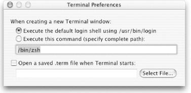 The Terminal Preferences dialog