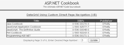 Custom direct page navigation with a DataGrid output