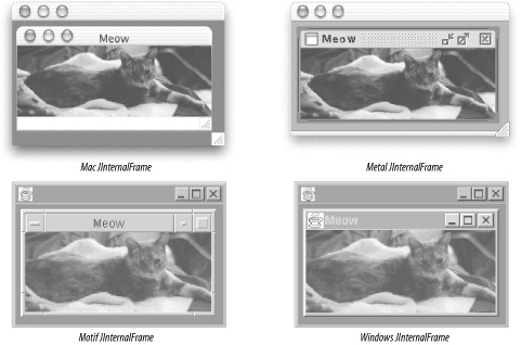 JInternalFrames in four L&Fs