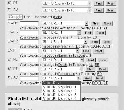 WWW Search Interfaces for Translators parallel text tool