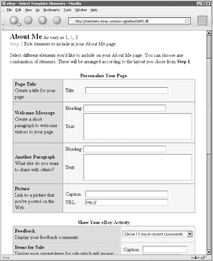 The About Me setup page is the first thing you see when you build an About Me page, but it doesn’t afford the flexibility of the optional HTML editor interface