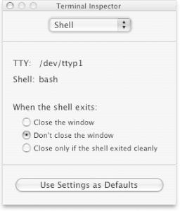 Shell settings