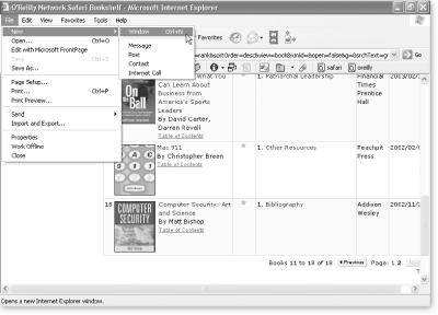 In this book, arrow notations help to simplify folder and menu instructions. For example, “Choose File→ New→ Window” is a more compact way of saying “From the File menu, choose New; from the submenu that appears, choose Window,” as shown here.