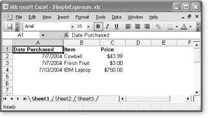 You can remove a worksheet’s gridlines, as shown here, which is handy when you want to more easily see any custom borders you’ve added. Select Tools → Options from the menu, select the View tab, and then turn off the checkmark next to the Gridlines checkbox. (This affects only the current file, and won’t apply to new spreadsheets.)