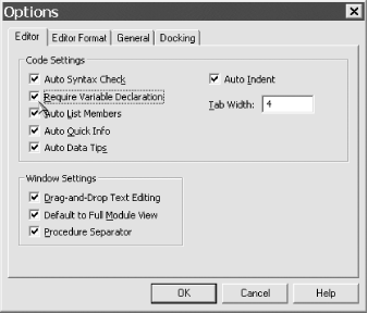 Use the Tools → Options dialog from within VBA to turn on the Require Variable Declaration option