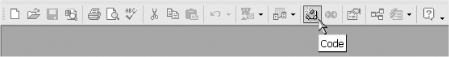 Click on the Code toolbar button to view a form or report’s module
