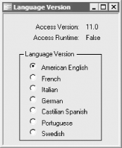 frmLanguage indicates the language version of Access that’s running