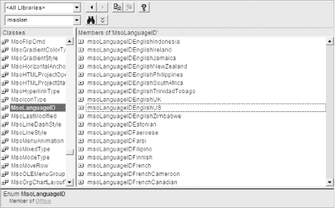 Each language value has a corresponding constant