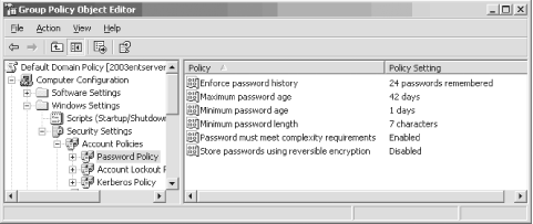 Account Policies in the Default Domain Policy