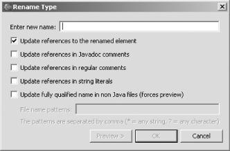 Renaming options in Eclipse 3.0