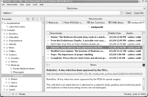 The RSSOwl newsreader is written in Java using the SWT API