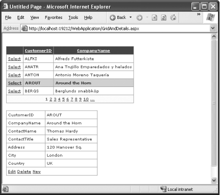 Connecting a GridView and DetailsView