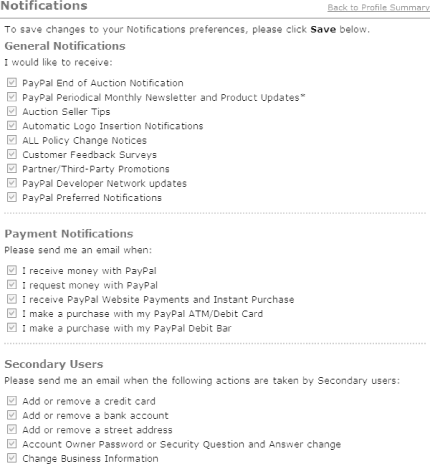Choosing which emails you want to receive from PayPal
