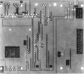 PCB for a PIC-based model train controller (Chapter 14)