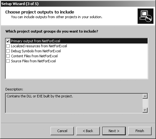 Select the primary output for the project to install