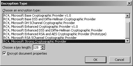 Choosing an encryption type