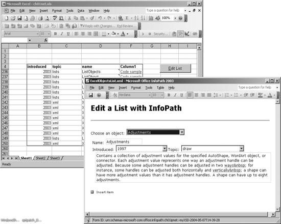 Edit Excel list using an InfoPath form