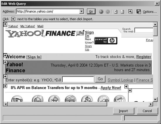 Use web queries to import data directly from a web page