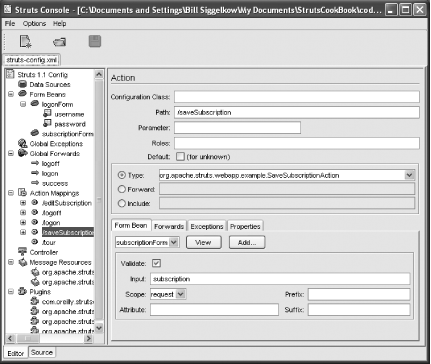 Struts Console viewing the Struts sample application