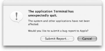 In Mac OS X, the system goes out of its way to tell you that, even though an application just crashed, your system is fine and there’s no need to restart or worry about lost data in other applications.