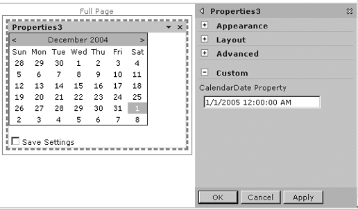 Customizing a web part's property task pane