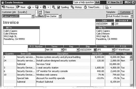 It seems odd to set the Invoicesquantityquantity before you choose an item, but that's how the Intuit Product Invoice works. If you realize that you entered the wrong quantity after you pick an item, simply edit the Quantity field.After you've added your first line item, start another line item by clicking any field in the first empty line of the table, as illustrated in