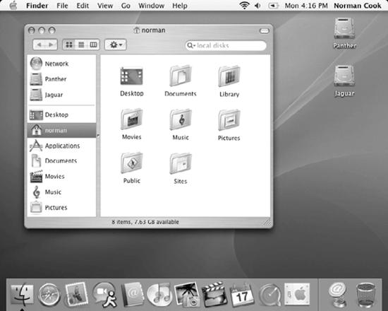 Panther’s desktop and Finder