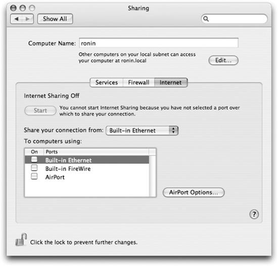 Setting up Internet Connection Sharing
