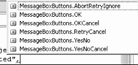 Message box button choices