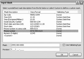 Input Mask dialog