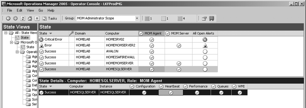 The current agent condition is reported in the State view