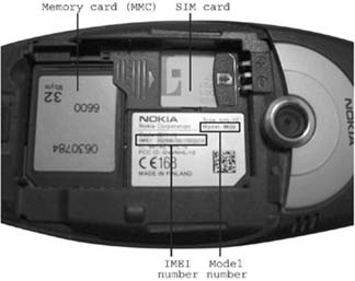 The white label under the battery in a Nokia 6600