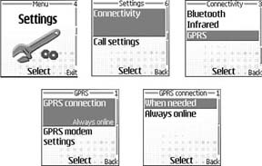 Adjusting the GPRS connection setting on a Series 40 device