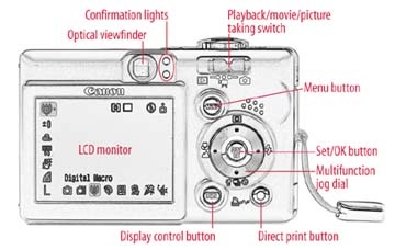 Back panel of a compact camera