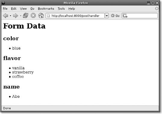 Displaying data submitted from a form