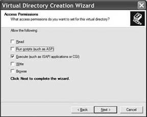 Setting the permissions on the directory