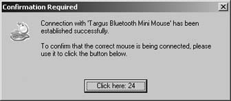 Bluetooth confirmation dialog