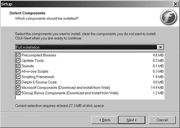 Choosing the components for installation