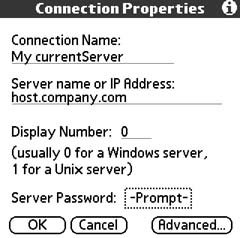 Setting up a PalmVNC connection