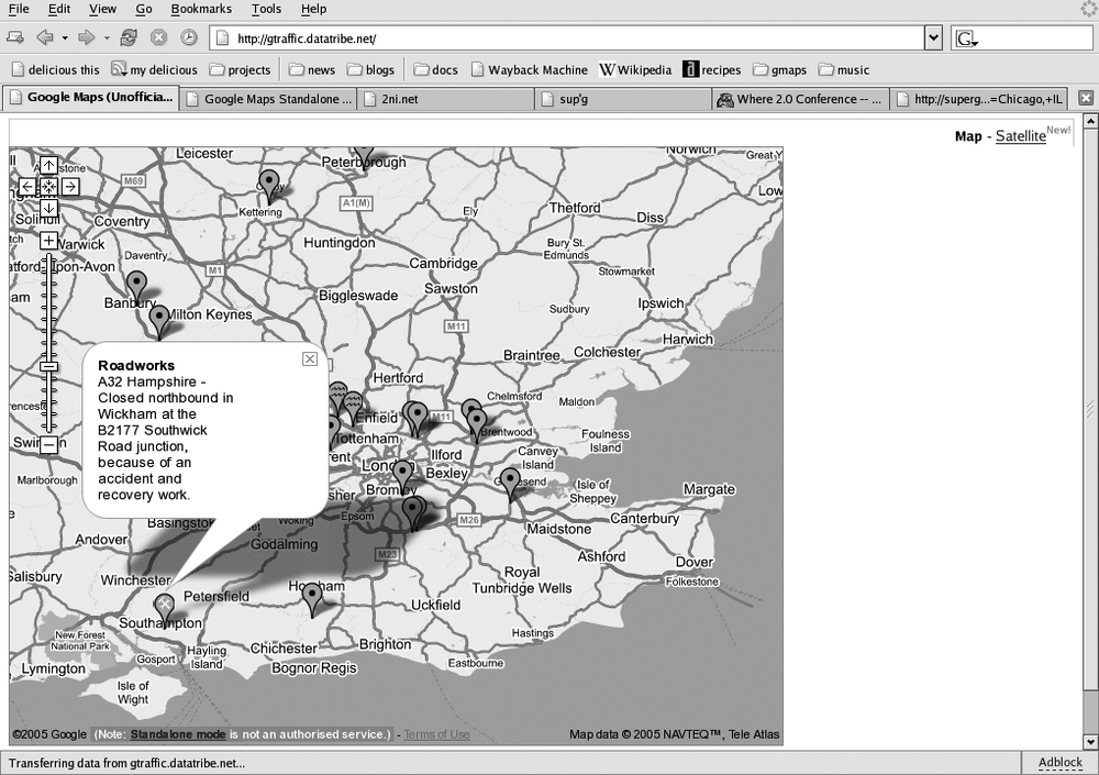 A TrafficMeister map of the southeastern UK