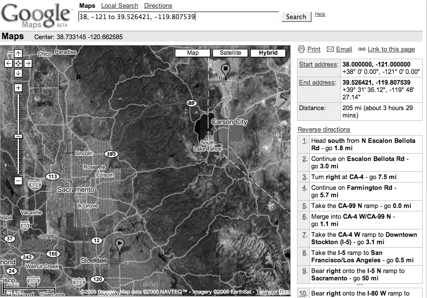 Directions from latitude/longitude to latitude/longitude