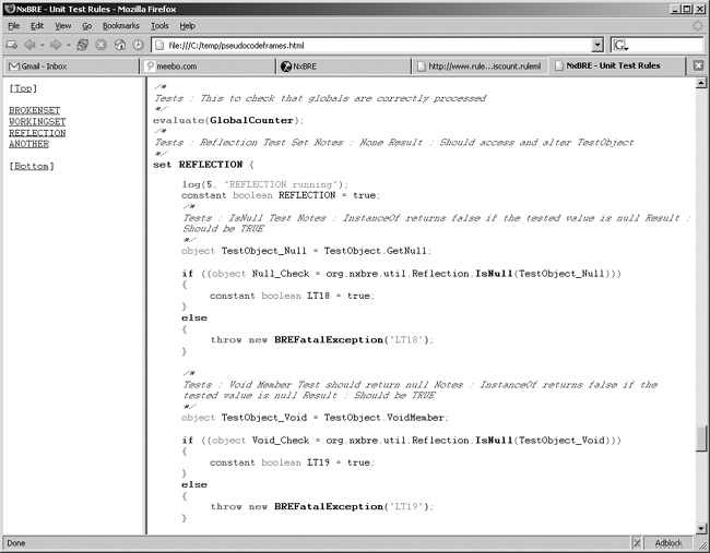 HTML pseudocode rendering of flow-control rules