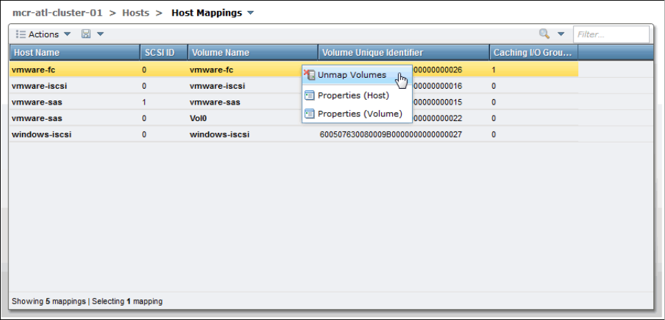 Hosts menu - Implementing the IBM Storwize V5000 [Book]