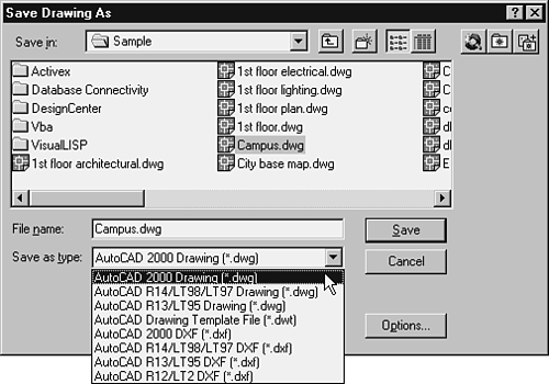 Saving a Drawing in Another Format Special Edition Using AutoCAD